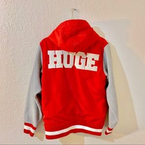THE HUNDREDS Red Gray Hooded Jacket Size Small